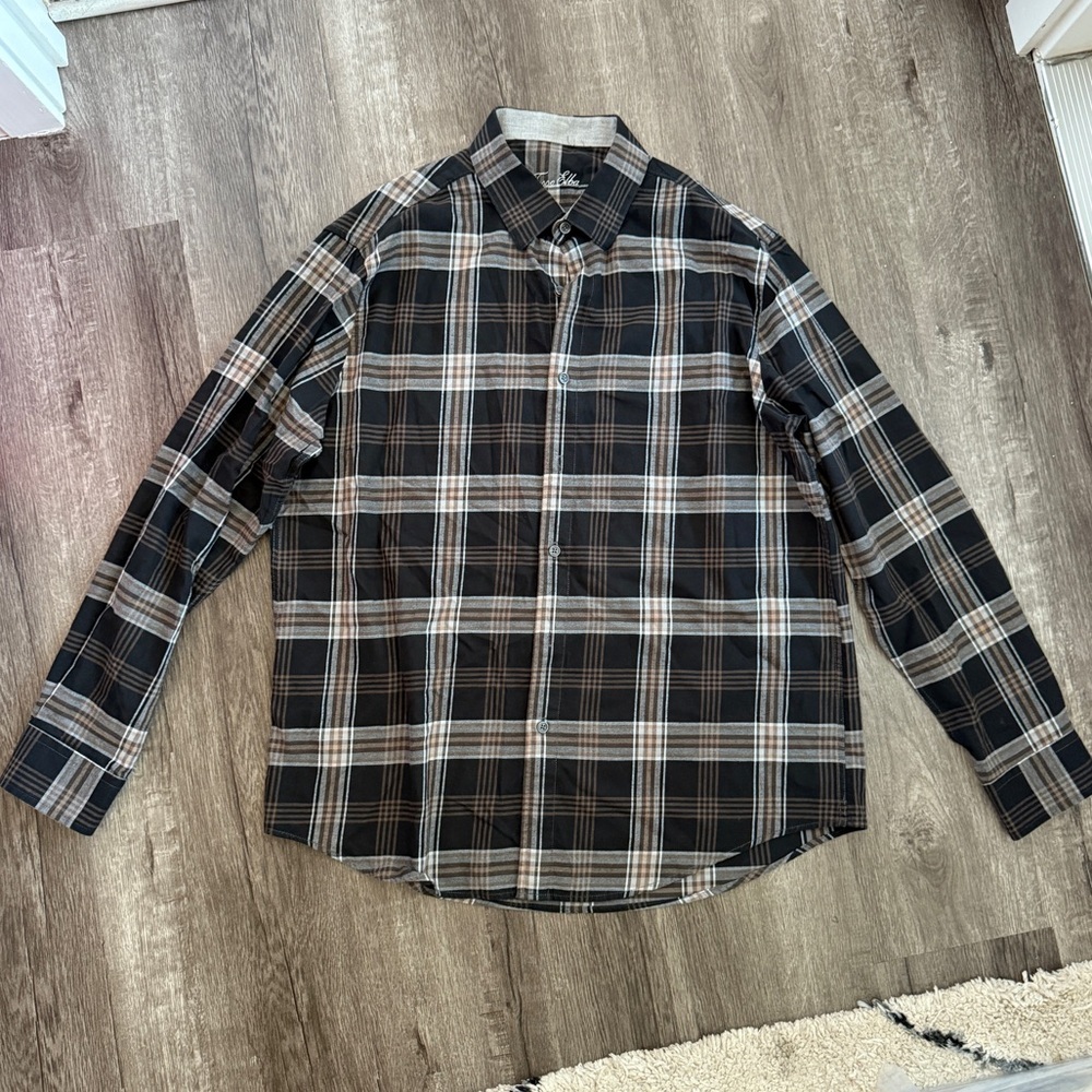 Tasso Elba Men’s Plaid Long Sleeve Button-Up Shirt Size L